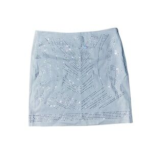 Akira Rhinestone Denim Mini Skirt